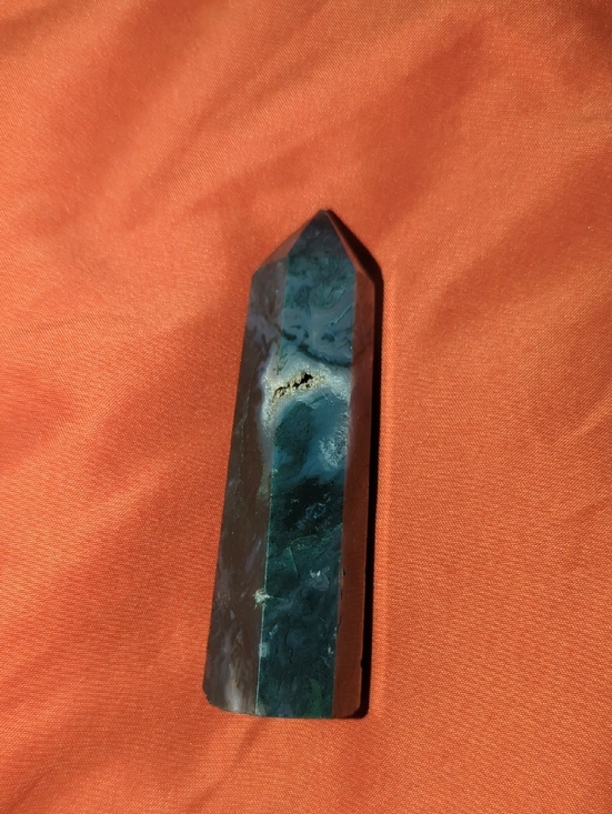 Other - Polished Moss Agate Crystal Point With Cluster - 3.5" Tall